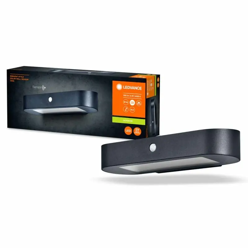 Gratis Versand Ledvance LED Außenleuchte Wandlampe Endura Style Solar Schwarz IP44 6W 550lm Neutralweiß 4000K Bewegungssensor