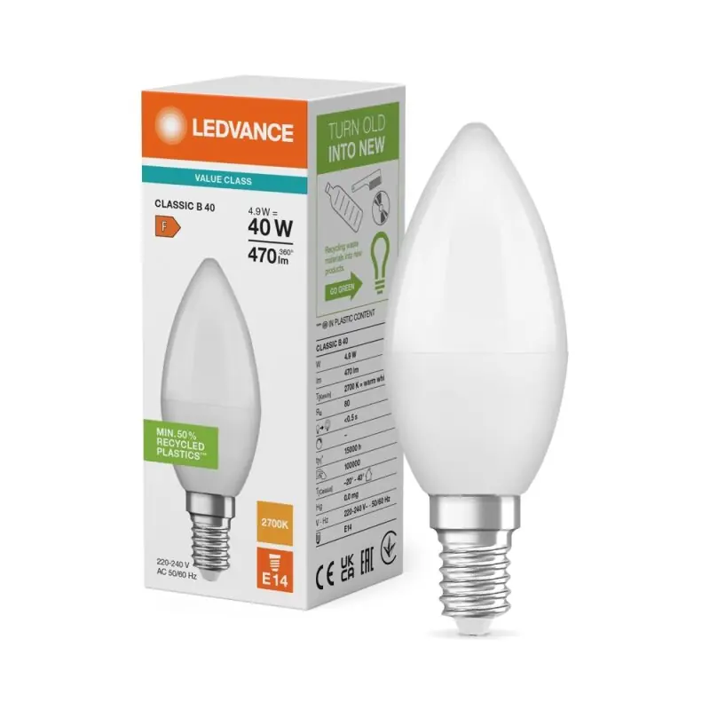 Ledvance LED Kerze 4,9W = 40W E14 matt warmweiß 2700K 240° Super-Preis