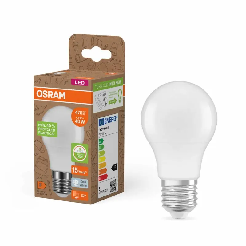 Top-Angebot Osram LED A55 Birne 4,9W = 40W E27 matt 470lm neutralweiß 4000K recycelter Kunststoff