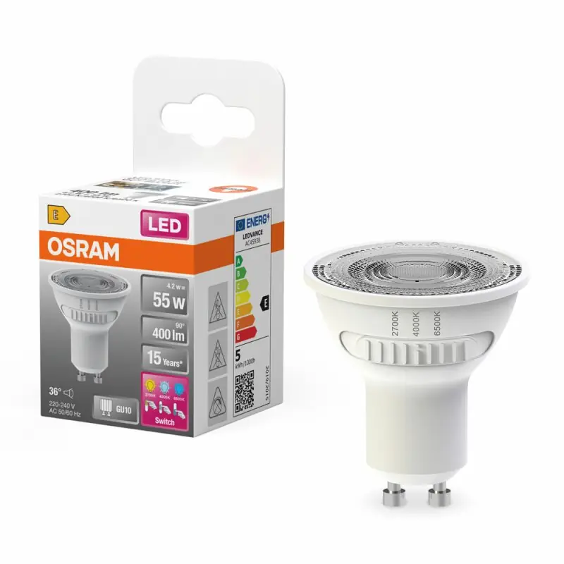 Osram LED PAR16 Reflektor 4,2W = 55W GU10 400lm CCT Select 2700K 4000K 6500K 36° Schnäppchen
