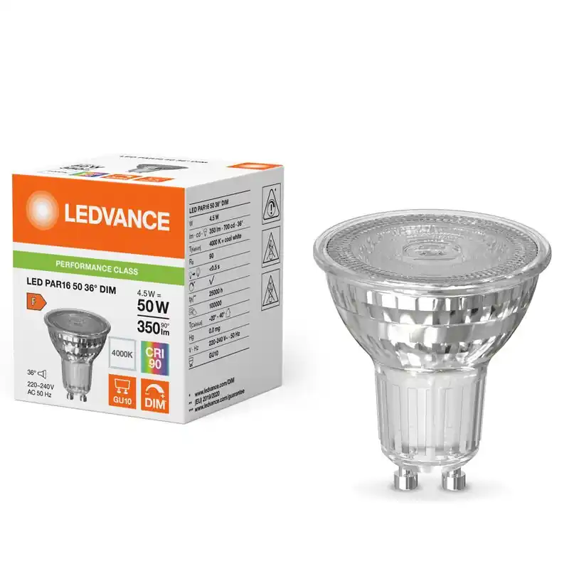 Beliebt Ledvance LED Glas Reflektor PAR16 4,5W = 50 GU10 350lm Neutralweiß 4000K DIMMBAR