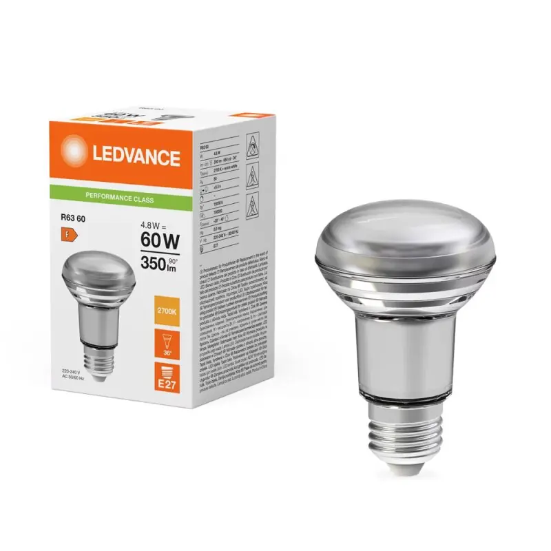 Ledvance LED Glas Reflektor R63 4,8W = 60W E27 matt 350lm warmweiß 2700K 36° Preiswert
