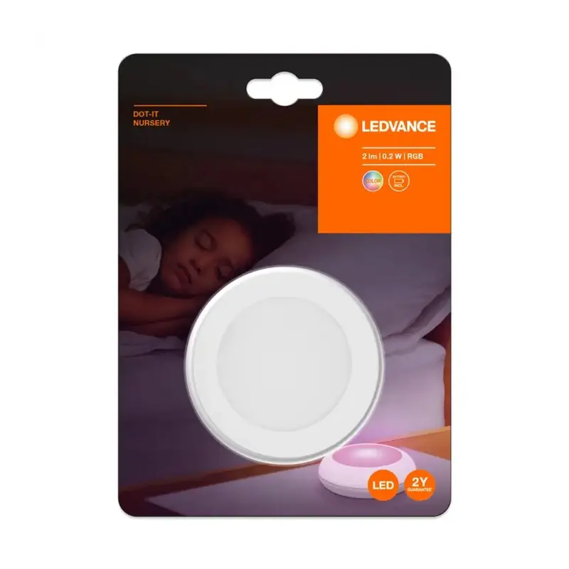 Ledvance LED Nachtlicht Lampe DOT-IT Nursery Weiß 0,20W 11lm RGB 3 x AAA Batterien TouchDim Geprüft
