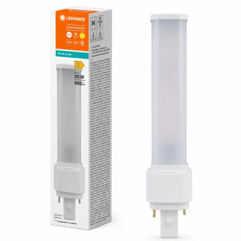 Ledvance LED Dulux D26 EM & AC 9W = 26W/830 G24d-3 2P 990lm warmweiß 3000K Schneller Versand