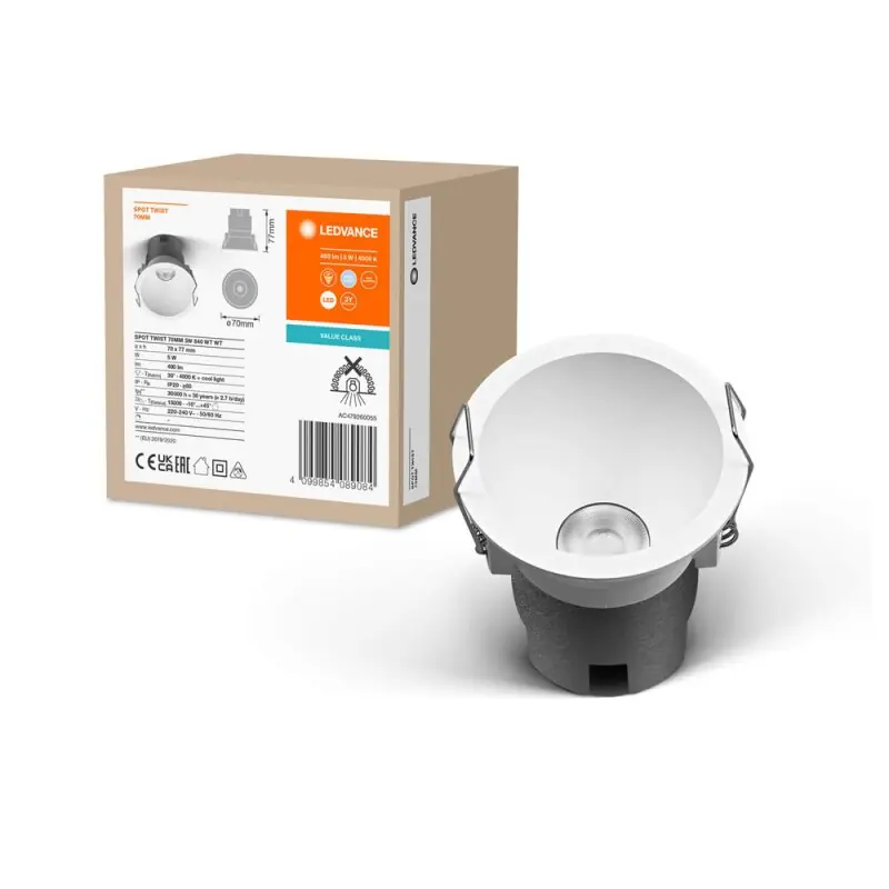 Ledvance LED Einbaustrahler Spot Twist Weiß Ø7cm 5W 400lm neutralweiß 4000K 30° Top-Preis