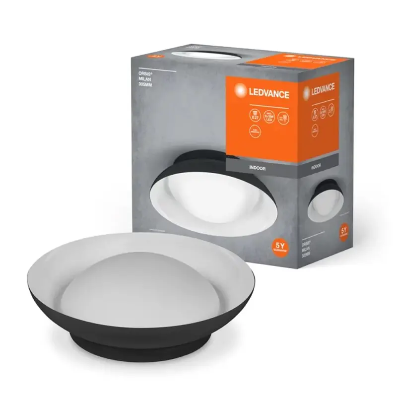 Zertifiziert Ledvance Deckenleuchte Orbis Milan Schwarz Ø30cm max. 2 x 10W E27
