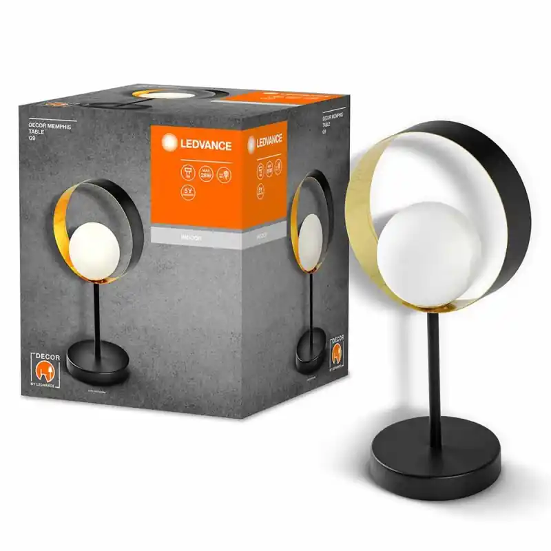Preis Gesenkt Ledvance Tischlampe Bettleuchte Decor Memphis Table Schwarz max. 28W G9 Schalter