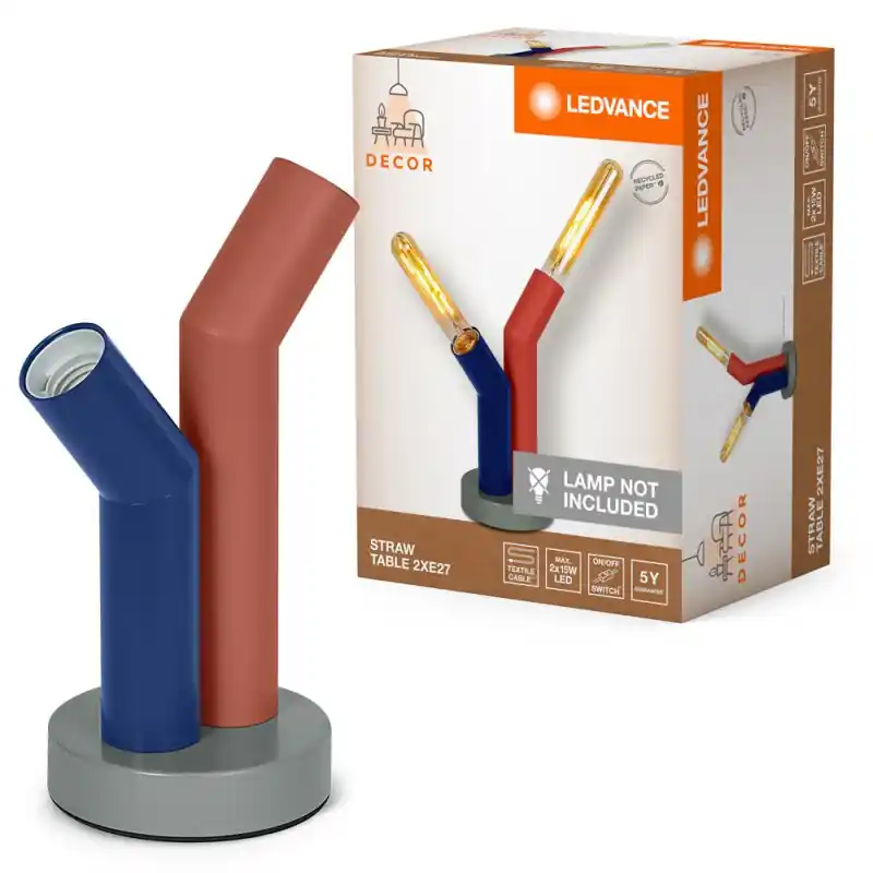 Ledvance Tischleuchte Decor Straw Table Rot/Blau max. 2 x 15W E27 mit Schalter Finale Aktion