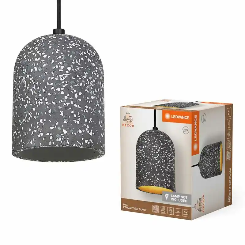 Angebot Ledvance Pendellampe Decor Pill Pendant Schwarz Ø15cm max. 40W E27 aus Terrazzo