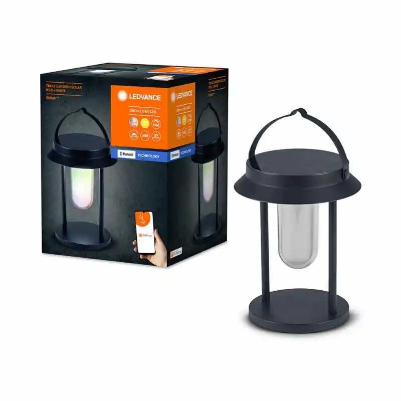 Markenware Ledvance LED Smart+ Akku Solar Tischleuchte Schwarz IP44 3W 350lm RGBW 3000K Dimmbar App Bluetooth