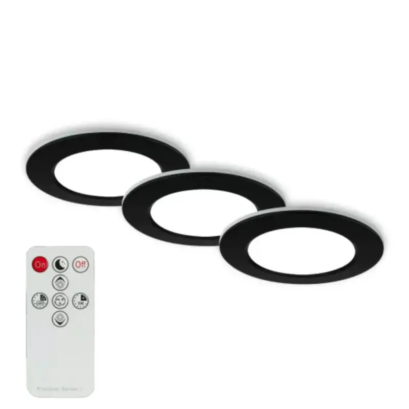 3 x Briloner LED Einbauleuchte Schwarz rund Ø9,2cm IP44 4,8W 450lm CCT 3000-6500K + Fernbedienung Rabatt