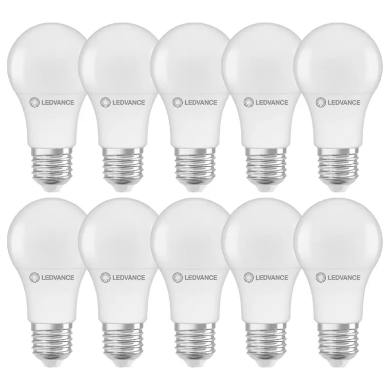 10 x Ledvance LED A60 Birne 8W = 60W E27 806lm matt warmweiß 2700K Must-Have