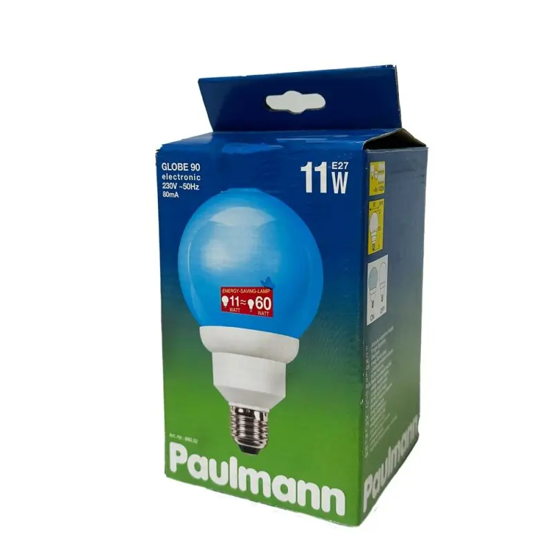 Must-Have Paulmann Energiesparlampe G90 Globe 11W = 60W E27 Opal 450lm blau