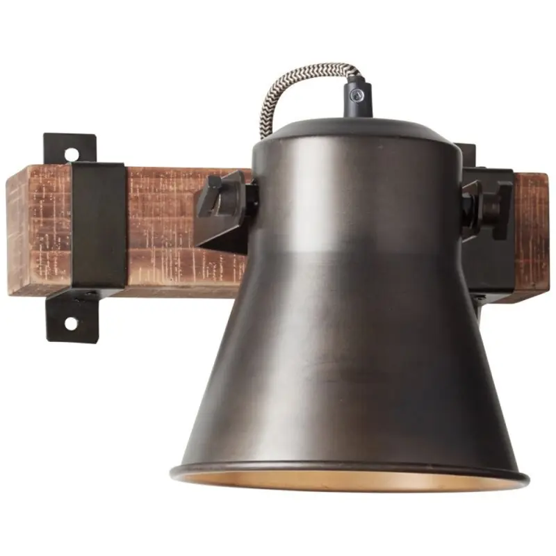 Sonderangebot Brilliant Wandleuchte Spotstrahler Plow Schwarz/Holz max. 10W E27 schwenkbar