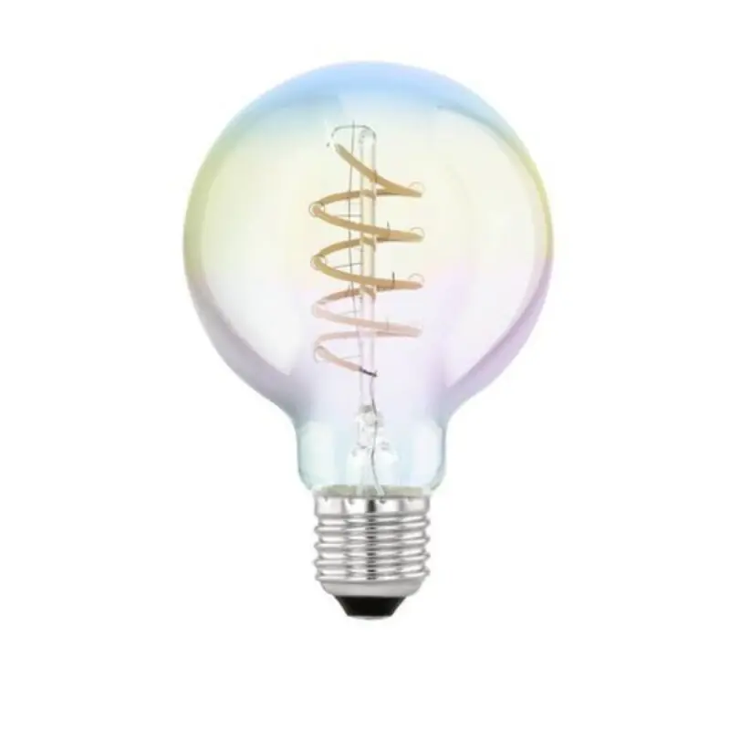 Neu Eglo LED Spiral Filament Globe G80 4W = 21W E27 Regenbogen 200lm extra warmweiß 2000K DIMMBAR