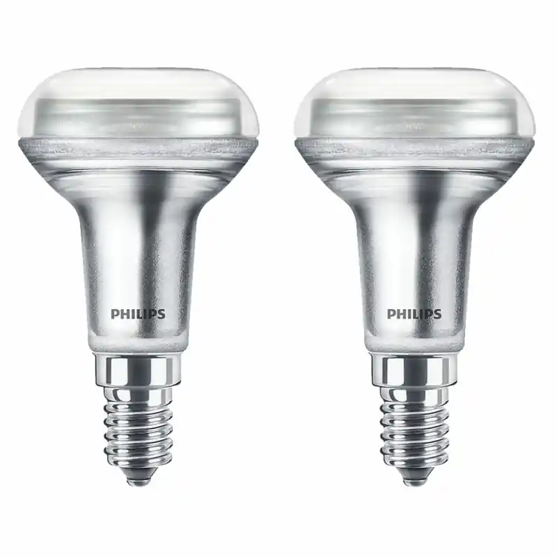 2 x Philips LED Leuchtmittel Glas Reflektor R50 2,8W = 40W E14 klar 210lm warmweiß 2700K flood 36° Direkt Vom Hersteller