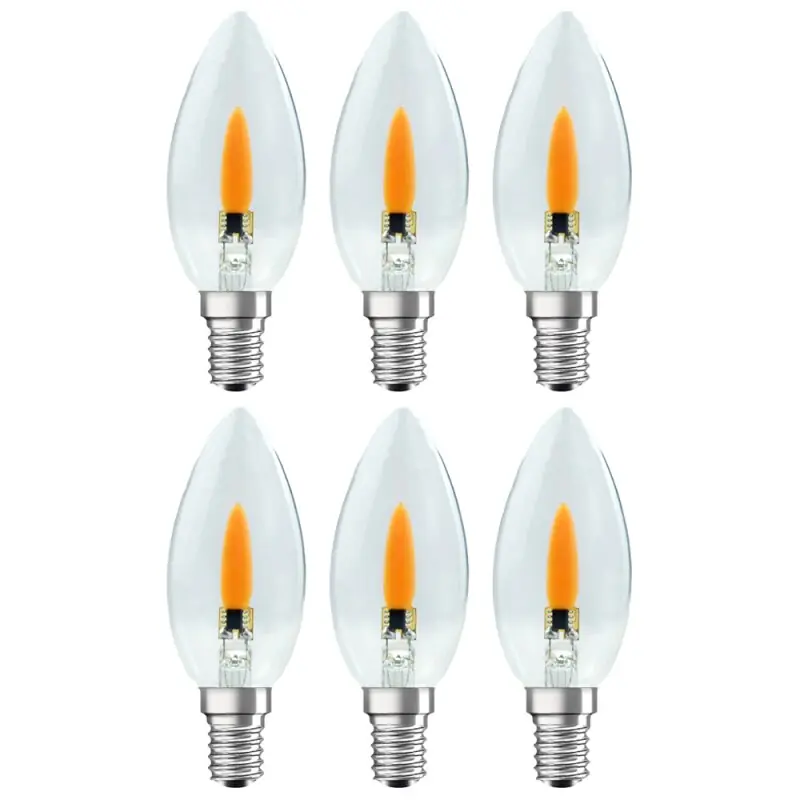 Sonderangebot 6 x LED Filament Leuchtmittel Kerze 1W E14 klar Flackerlicht Feuer