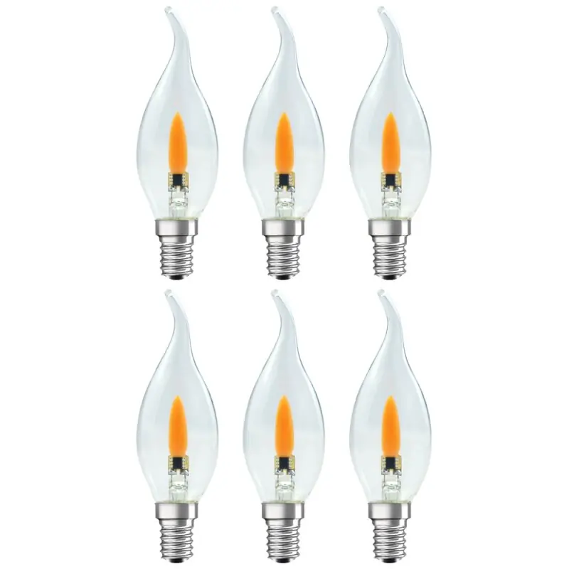 Markenware 6 x LED Filament Leuchtmittel Windstoßkerze 1W E14 klar Flackerlicht Feuer