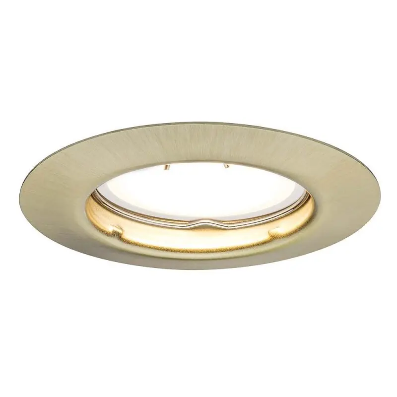 Nice Price LED Einbauleuchte Messing gebürstet rund starr 3W GU10 230lm warmweiß 3000K Markenprodukt