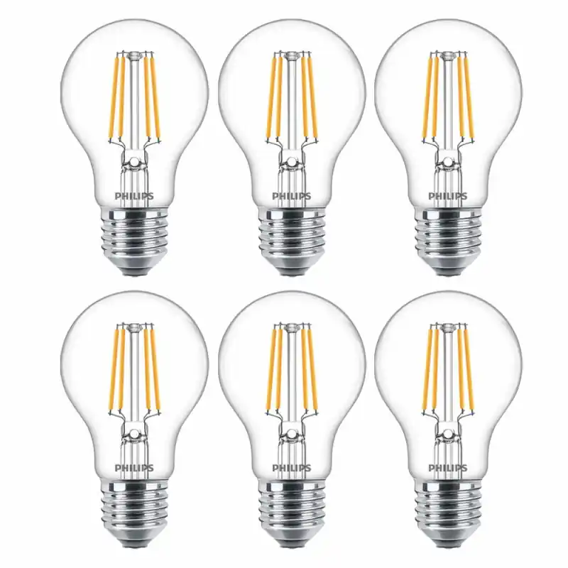 Sofort Bestellen 6 x Philips LED Filament Leuchtmittel Birne 4,3W = 40W E27 klar 470lm warmweiß 2700K