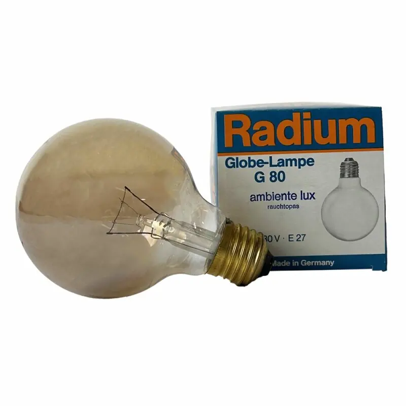 Radium Globe Glühbirne G80 100W E27 230V Rauchtopas Glühlampe warmweiß dimmbar Neue Ware
