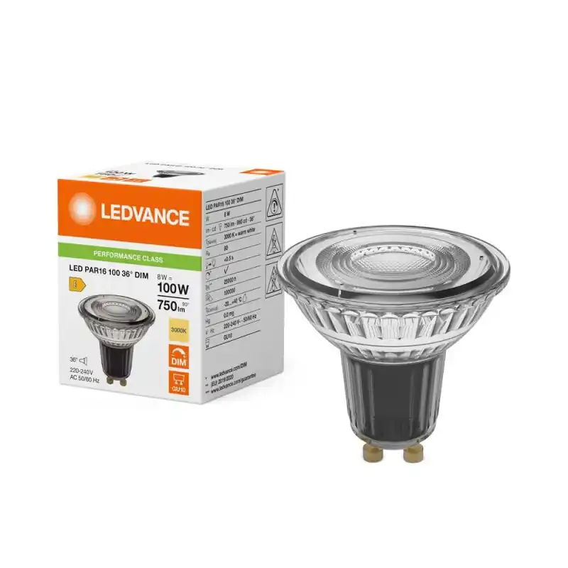 Super-Preis Ledvance LED PAR16 Glas Reflektor 8W = 100W GU10 750lm warmweiß 3000K 36° DIMMBAR