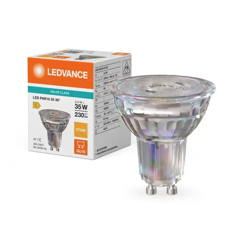 Ledvance LED Glas Reflektor PAR16 2,4W = 35W GU10 230lm warmweiß 2700K 36° Sichere Zahlung
