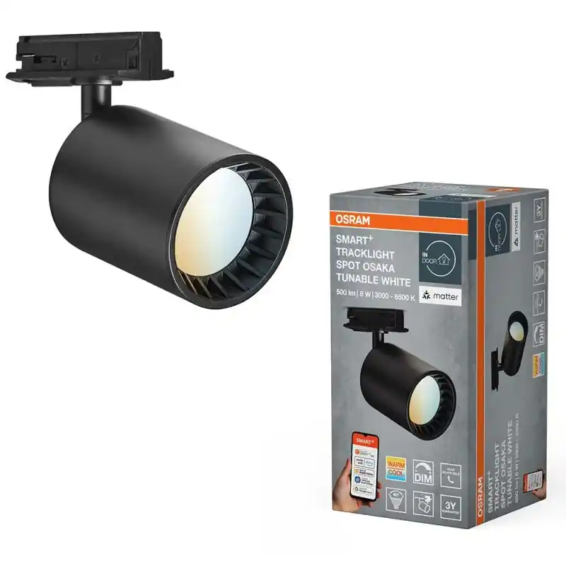 Osram LED Smart+ Schienenleuchte Tracklight Osaka Black 8W 500lm CCT 3000K - 6500K Dimmbar App Google Alexa Matter Gratis Versand