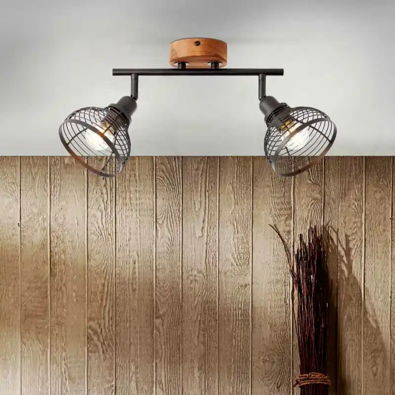 Begrenztes Angebot Brilliant Deckenleuchte Avia Schwarz/Holz 38cm max. 2 x 40W E14 schwenkbar