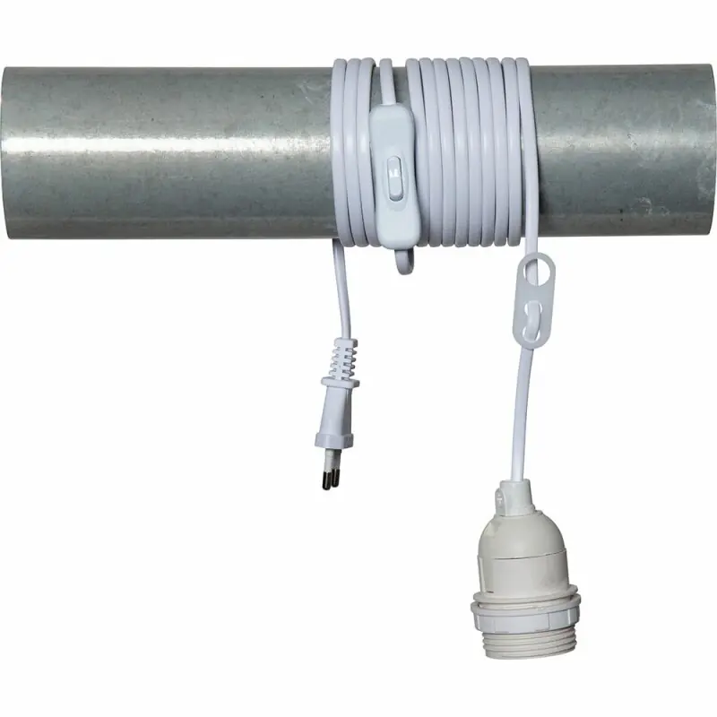 Lampenfassung Weiß max. 25W E27 Außengewinde 3,5m Kabel Stecker & Schalter Sonderangebot