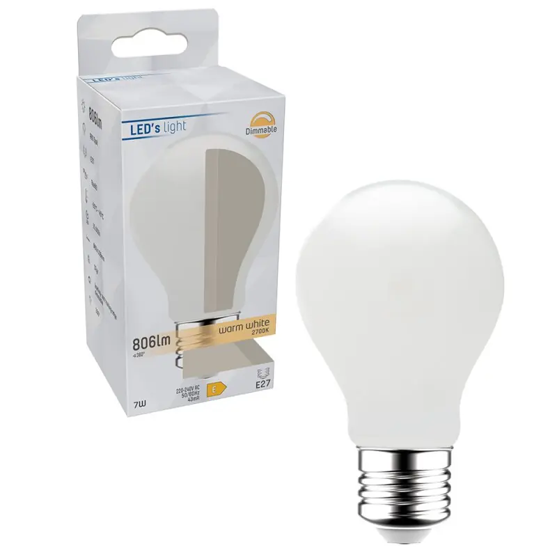 Preisknaller LED´s light LED SMD A60 Birne 7W = 60W E27 Opal 806lm warmweiß 2700K DIMMBAR