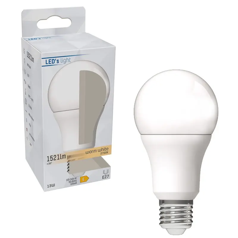 Aktuell LED´s light LED A60 Birne 13W = 100W E27 matt 1521lm warmweiß 2700K 180°
