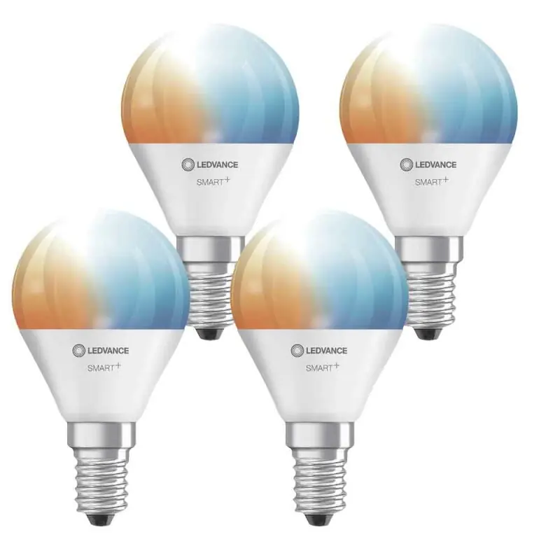 4 x Ledvance LED Smart+ Tropfen 5W = 40W E14 matt 470lm Tunable White 2700K-6500K Dimmbar App Google Alexa WiFi Super-Preis