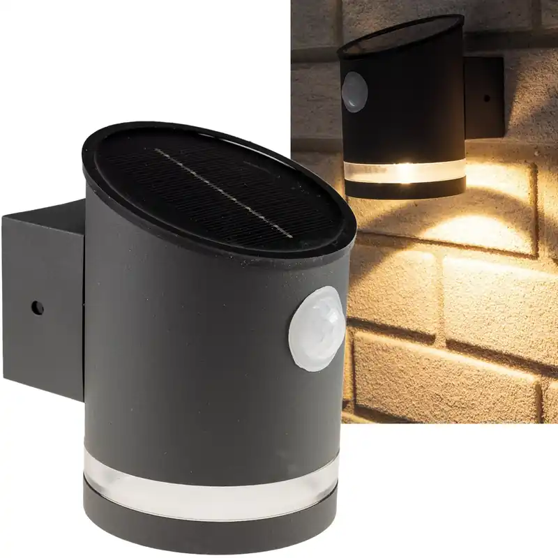 Jetzt Kaufen LED Solar Wandleuchte "SWL 119-A" PIR Bewegungsmelder, IP44, anthrazit