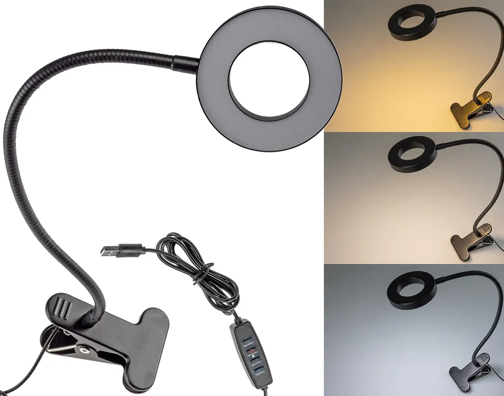 LED Klemmleuchte mit USB-Betrieb 40cm Schwanenhals, dimmbar, 55lm Preisknaller