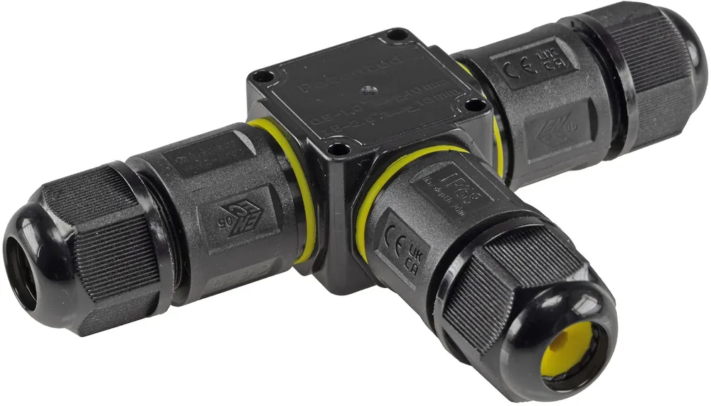 Nur Heute Kabelverbinder T-Form, IP68, 230V Klemmanschluss, für Kabel Ø 6-11mm