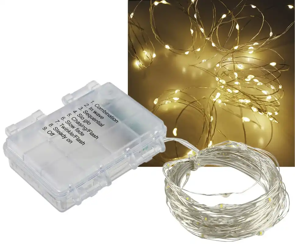 LED Batterie-Lichterkette "SilverWire80" 80 micro LEDs, 8m, warmweiß, IP44 Neue Ware