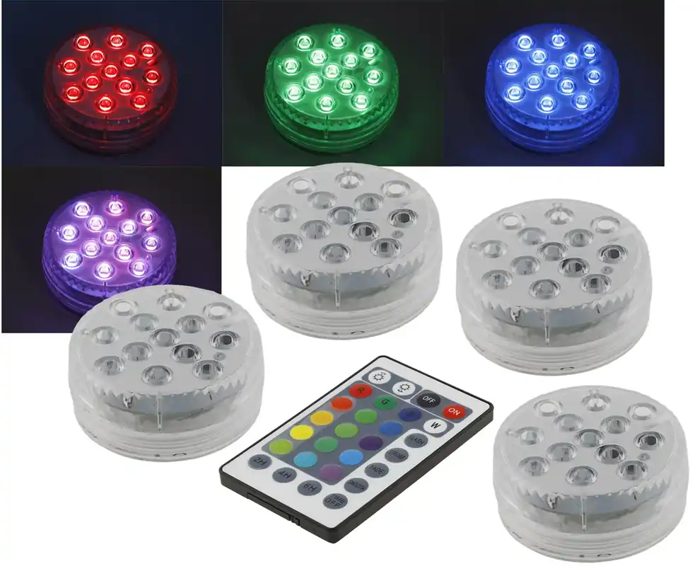 Unterwasser LED Licht mit Fernbedienung RGB, Wasserdicht IP68, 4er-Set Highlight
