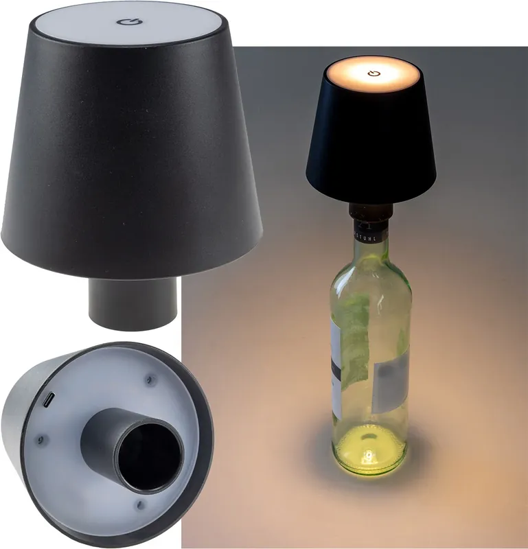 LED Akku Flaschenleuchte warmweiß, Li Akku, ØxH 10x12cm Bestpreis