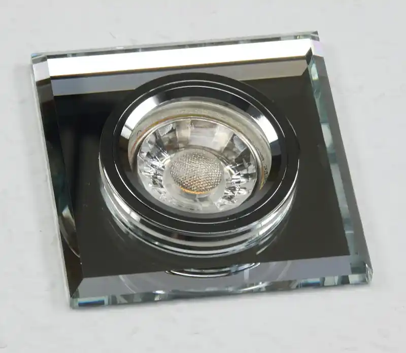 Decken-Einbaustrahler "Crystal Q90" starr, 90x90mm, für 50mm Lampen, silber Neu Im Sortiment