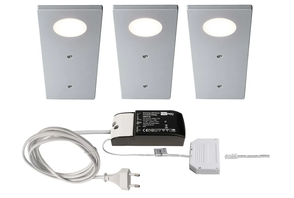 Heißes Angebot Deko-Light Fine II 3er Bundle 2,3W Silbergrau RAL 7001