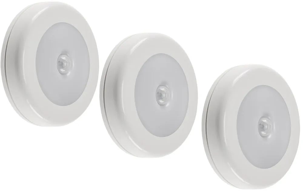 Top-Preis LED Leuchte mit PIR Bewegungsmelder 3er-Set, ØxH 80x22mm