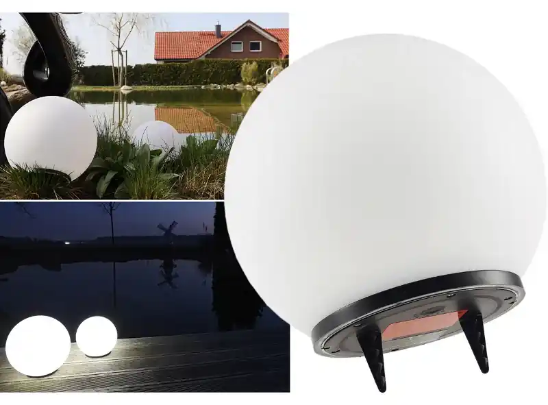 LED Solar Kugelleuchte 25cm Ø neutralweiße LEDs, IP44 Versand Am Gleichen Tag