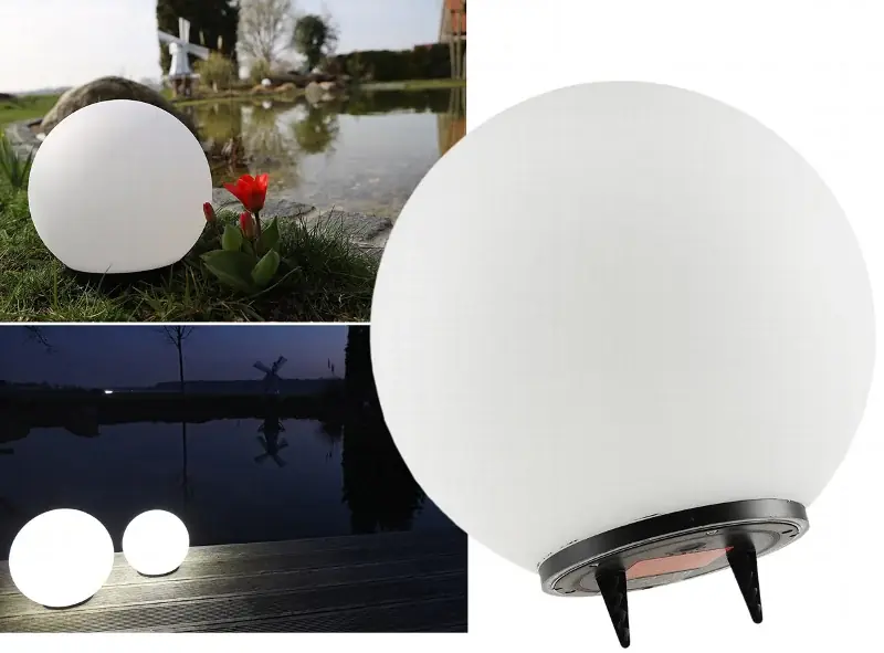 Expressversand LED Solar Kugelleuchte 20cm Ø neutralweiße LEDs, IP44