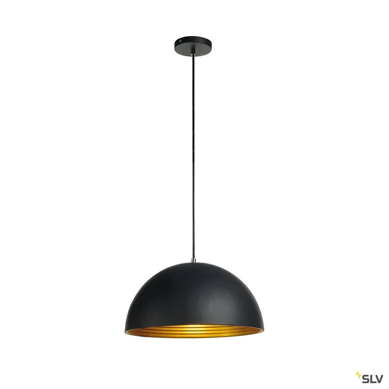 SLV FORCHINI M Pendelleuchte, PD-2, 40cm, rund, schwarz/ gold, E27, max. 40W Garantierte Lieferung