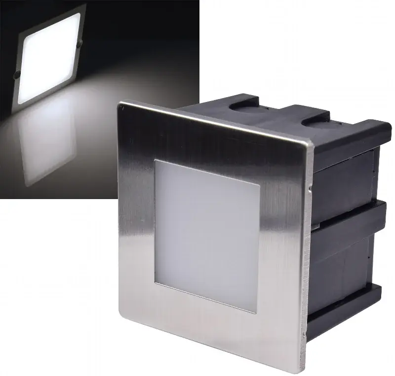 Neu LED-Einbauleuchte "Cuadrado ECO" Edelstahl-Front, neutralweiß