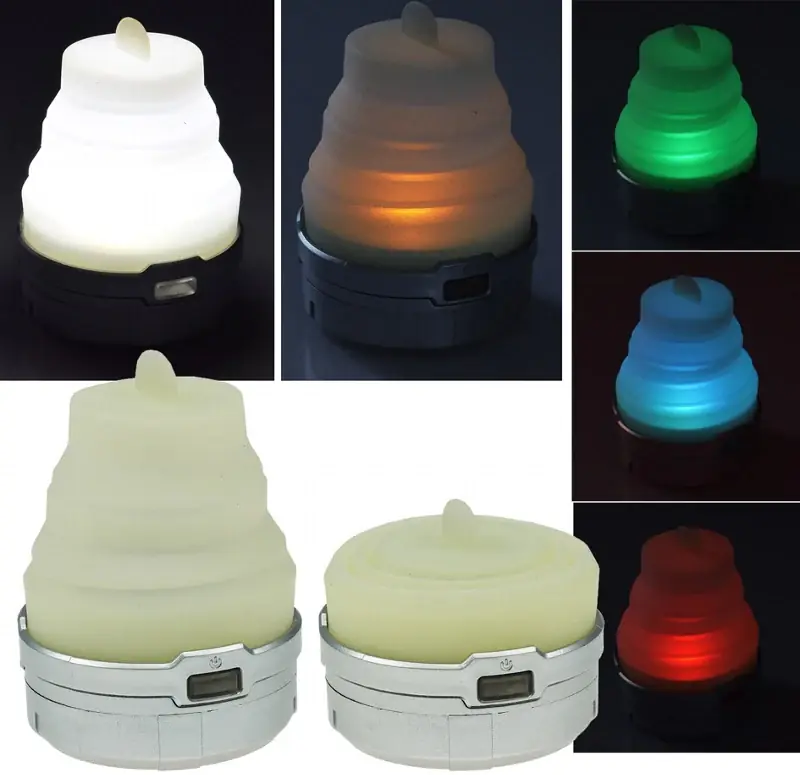 Direktkauf LED Ziehharmonika Camping-Leuchte Weiß, Kerzenflacker, RGB Farbwechsel