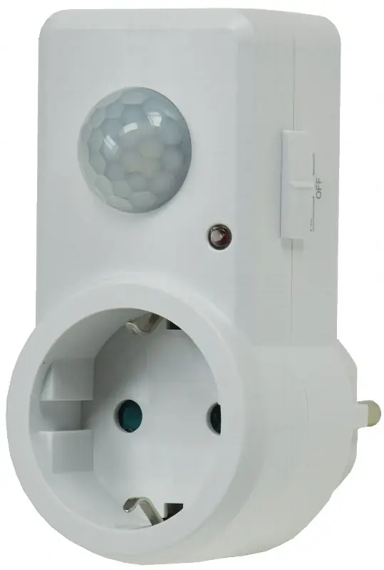 Zwischenstecker mit Bewegungsmelder 120°, 9m Reichweite , 230V/1200W, weiß Mega-Angebot