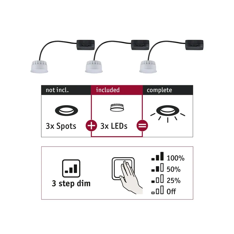 Paulmann Einbauleuchte Choose LED-Modul Coin 3-Step-Dim 3x6W 2.700 Günstig