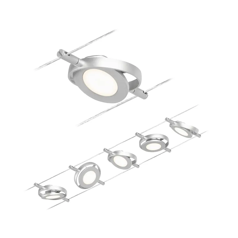 Kostenloser Versand Paulmann Seilsystem Set RoundMac Chrom matt#Chrom max. 5x4,5W ohne Leuchtmittel DC